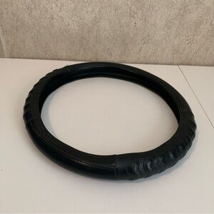 Black Leather Steering Wheel Cover NWOT